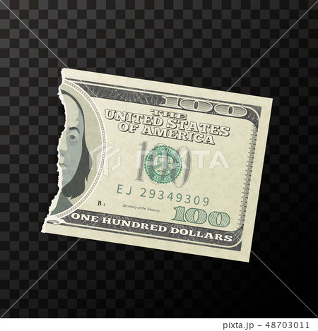 Half piece of fake one hundred US dollars banknote 48703011