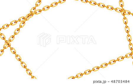 Glossy golden metal crossed chains on white 48703484