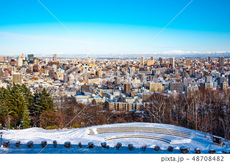 札幌旭山記念公園冬景色雪景色 48708482