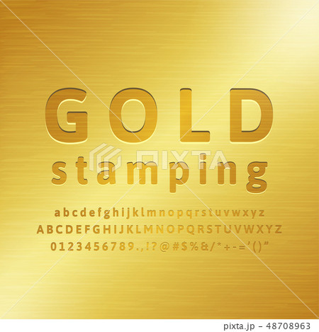 3d Alphabet gold stamping font effect 48708963