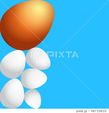 Happy easter greeting card with colorful golden egg and white eggs isolated on blue background Happy easter greeting card with colorful golden egg and white eggs isolated on blue background 48710810