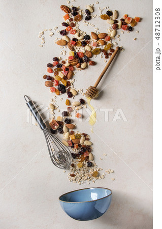 Variety of dried fruits and nuts Variety of dried fruits and nuts 48712308