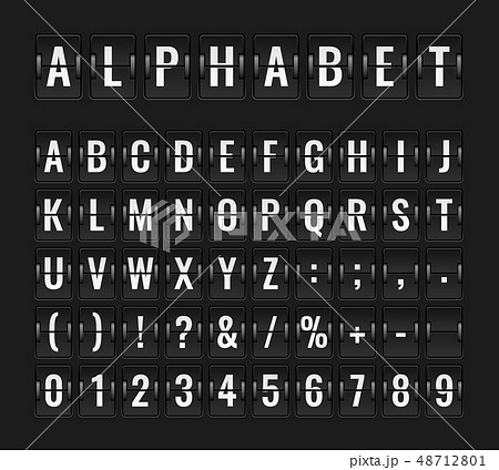 Flip font. Airport flight board info panel departure destination aircraft airline alphabet arrive Flip font. Airport flight board info panel departure destination aircraft airline alphabet arrive 48712801