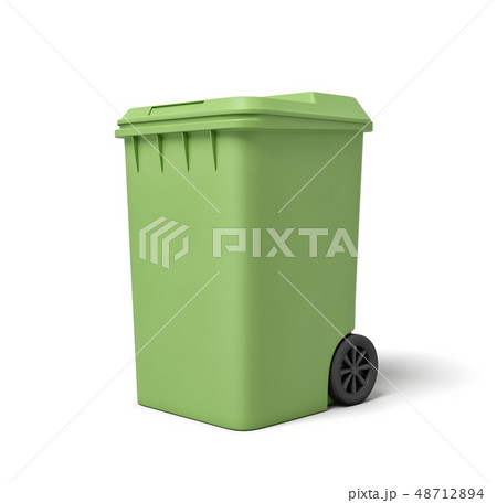 3d rendering of a light-green trash can isolated on white background. 48712894