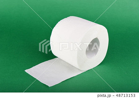 Roll of toilet paper isolated on green background 48713153