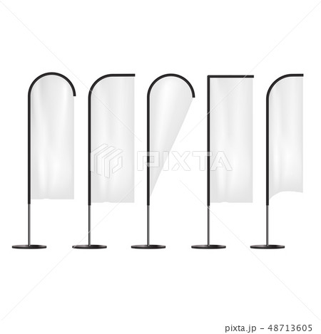 Realistic 3d Detailed White Blank Expo Banner Flag Template Mockup Set. Vector 48713605