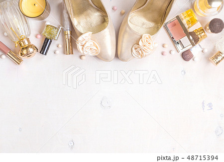 Glamour chic feminine cosmetic background Glamour chic feminine cosmetic background 48715394