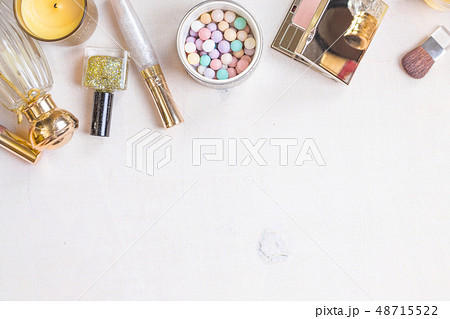 Glamour chic feminine cosmetic background Glamour chic feminine cosmetic background 48715522