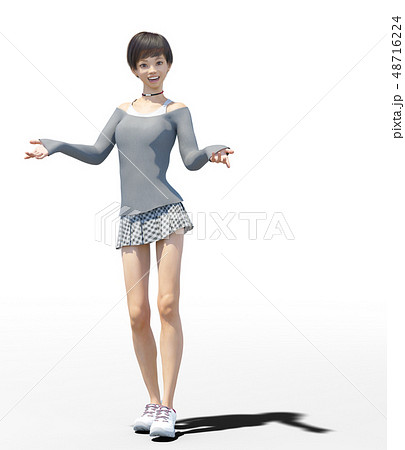 ポーズするカジュアルファッションの女性 Perming３イラスト素材のイラスト素材