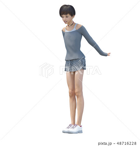 ポーズするカジュアルファッションの女性 Perming３イラスト素材のイラスト素材