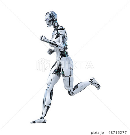走る人型ロボット女性 Perming3dcgイラスト素材のイラスト素材