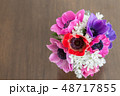 アネモネと白い小花の生け花 48717855