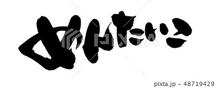 筆文字　めんたいこ　明太子　食べ物　墨イラスト 48719429