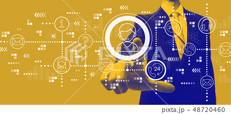 Customer service 24 hours 7 days a week with businessman in duotone 48720460
