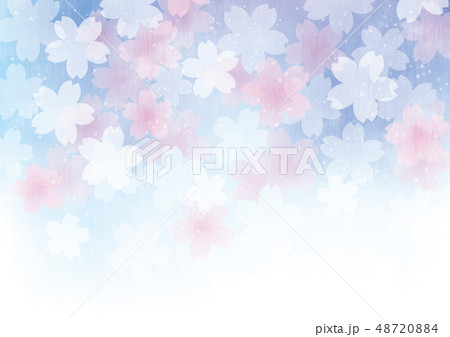 桜 和紙 テクスチャ 春 和風 背景 青のイラスト素材 4874