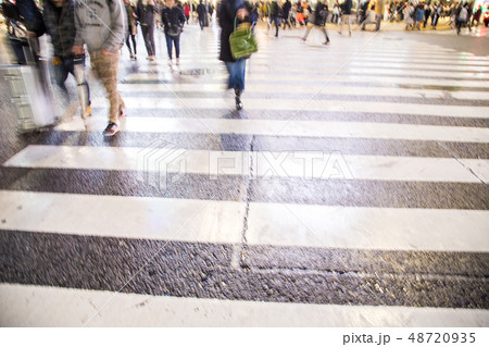 Blurred people movement walk on Shibuya cross road 48720935
