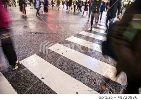Blurred people movement walk on Shibuya cross road 48720936