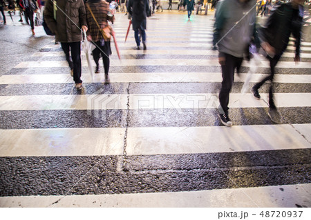 Blurred people movement walk on Shibuya cross road 48720937
