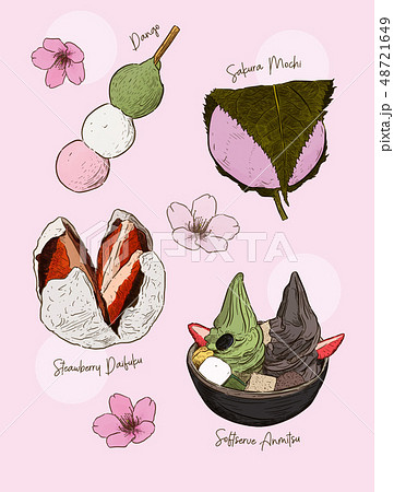 Popular kind of sweets Japanese set. Popular kind of sweets Japanese set. 48721649