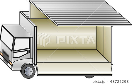 中型トラック ウイングボディ 作業時 のイラスト素材