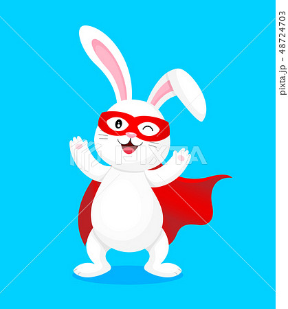 Funny cartoon, super hero rabbit character.  48724703