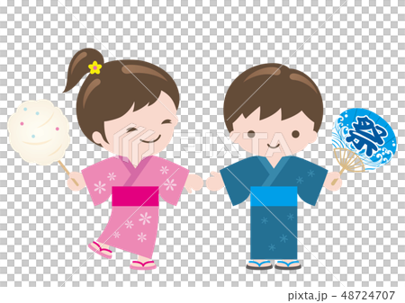 孩子們穿著浴衣 48724707