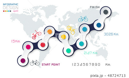 Bicycle way with business icon infographics on 48724713