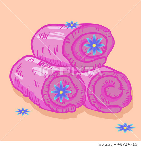 three blue rolled folded towels isolated on white three blue rolled folded towels isolated on white 48724715