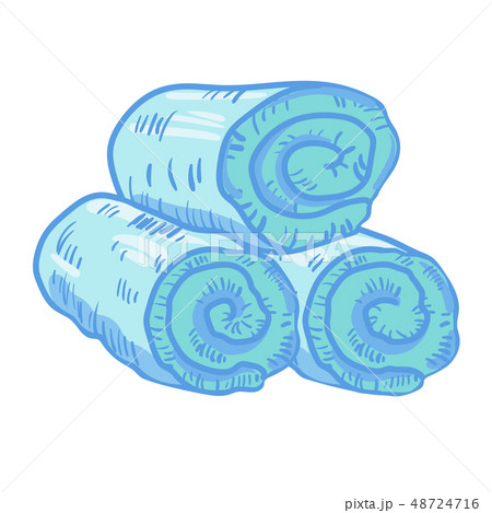 three blue rolled folded towels isolated on white three blue rolled folded towels isolated on white 48724716