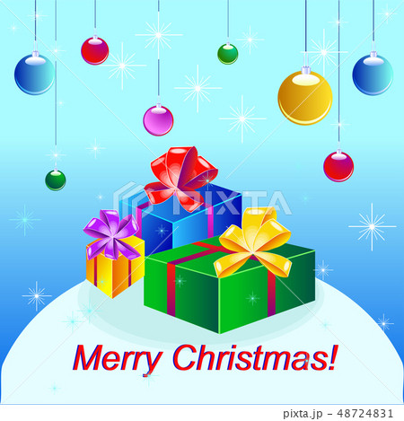Christmas and new year card with balls presents Christmas and new year card with balls presents 48724831