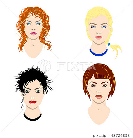 Vector set of women heads with different types of Vector set of women heads with different types of 48724838