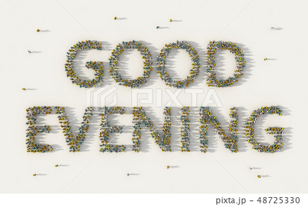Large Group Of People Forming Good Eveningのイラスト素材