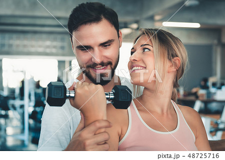Portrait of Couple Love in Fitness Training Portrait of Couple Love in Fitness Training 48725716