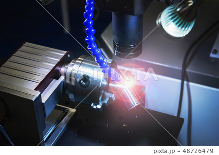 laser beam passes through the laser system and processes 48726479