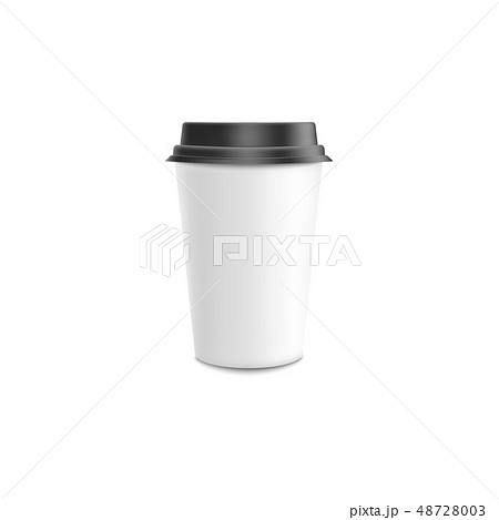 Coffee paper or plastic cup mockup in 3d realistic vector illustration. 48728003