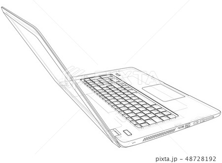 Laptop sketch. Vector created of 3d. Wire-frame line style 48728192