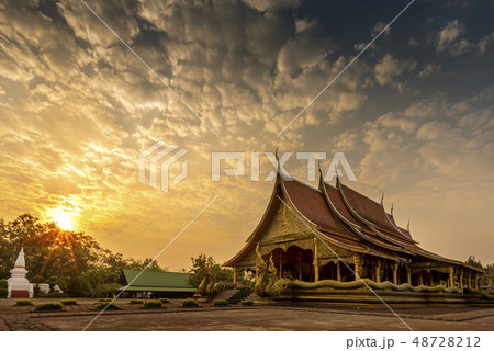 Thai temples at Sun rise, Phu Phrao Temple 48728212