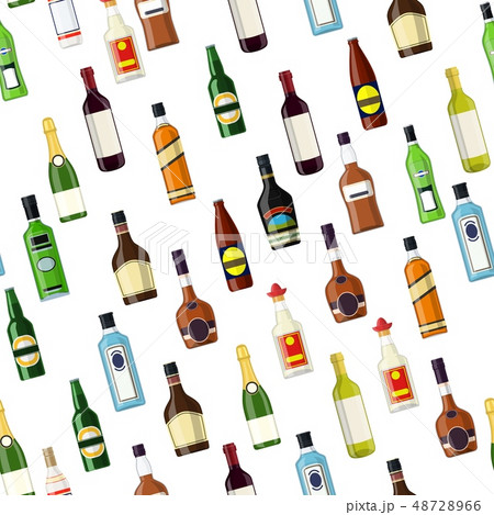 seamless pattern with alcohol bottles 48728966