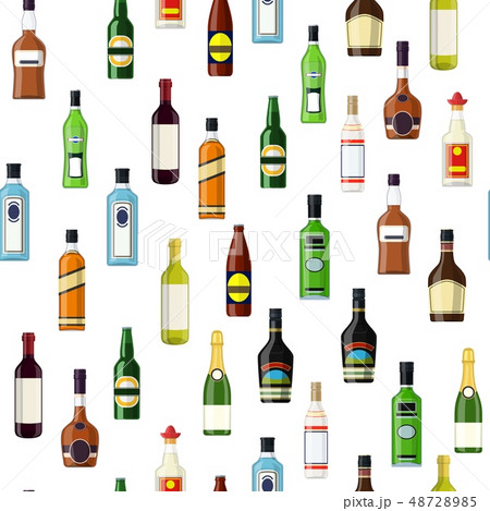 seamless pattern with alcohol bottles 48728985