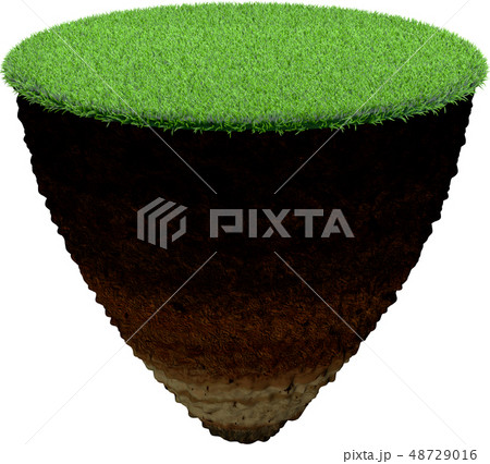 Cross section of ground with grass. Isolated on 48729016
