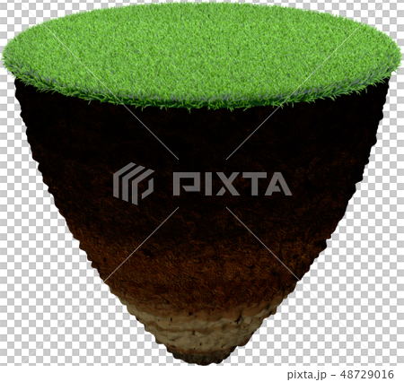 Cross section of ground with grass. Isolated on 48729016