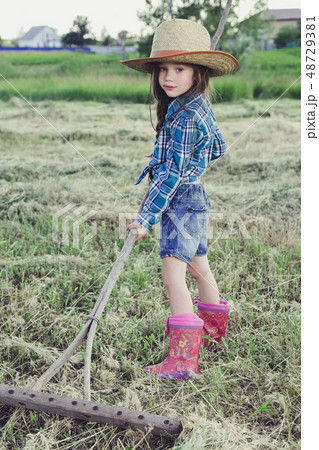 Portrait little girl Cowboy Portrait little girl Cowboy 48729381
