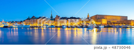 Stockholm cityscape at night in Stockholm city 48730046