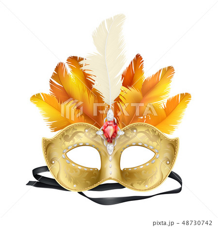 Mardi Gras carnival face mask realistic vector 48730742