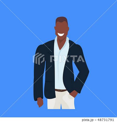 african american businessman smiling young business man office worker male cartoon character 48731791