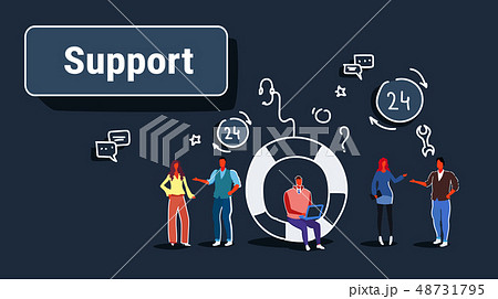 business people group technical team support center concept online customer service working process 48731795