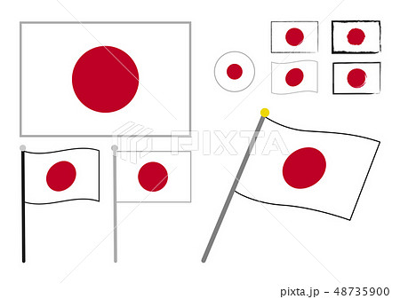 日本国旗 イラストセットのイラスト素材