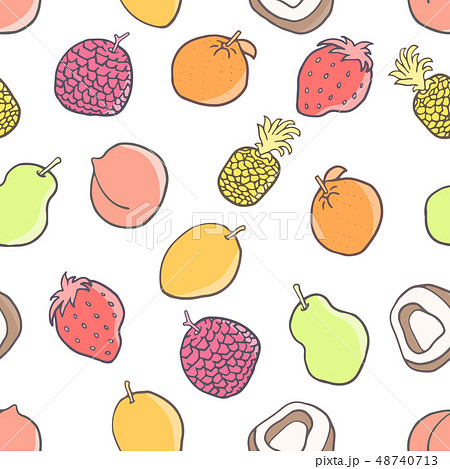 手描きシームレスパターン くだもの2のイラスト素材