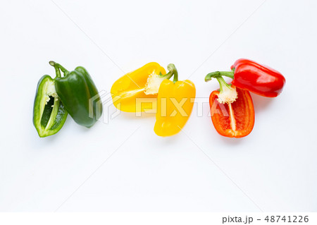 Sweet bell peppers on white. 48741226