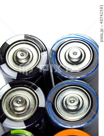 Salt and alkaline batteries, source of energy for portable technology. AAA and AA batteries Salt and alkaline batteries, source of energy for portable technology. AAA and AA batteries 48742591